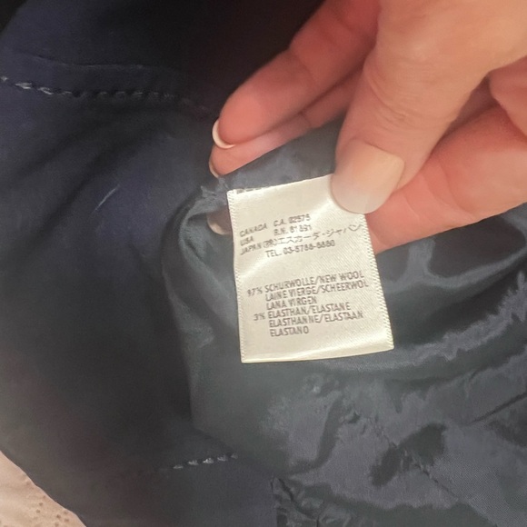 Escada Size EU 38 / US 8 Wool blazer Navy Blue Brown Buttons jacket - Picture 11 of 11